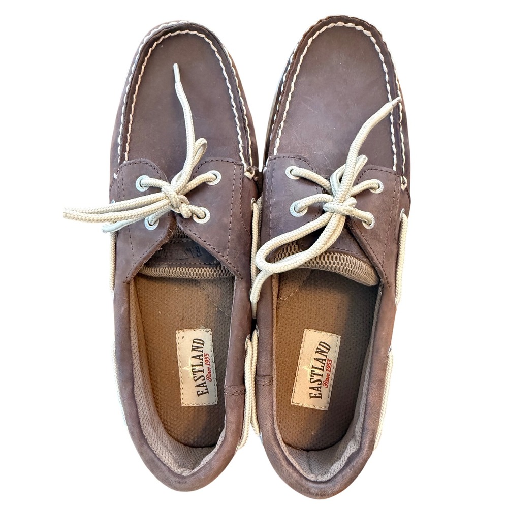 Eastland Solstice Boat Shoes Womens 9W Brown Leather Mesh Nautical Loafers 3701